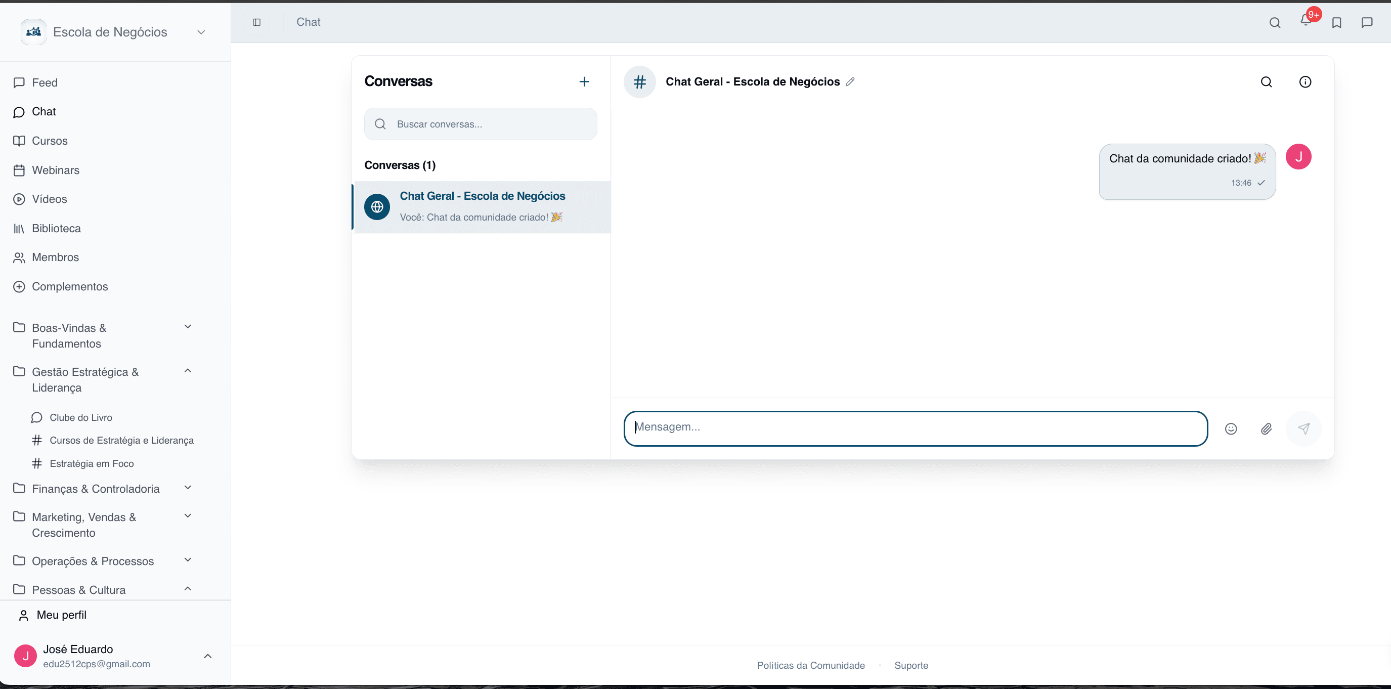 Real-time chat with channels and conversations